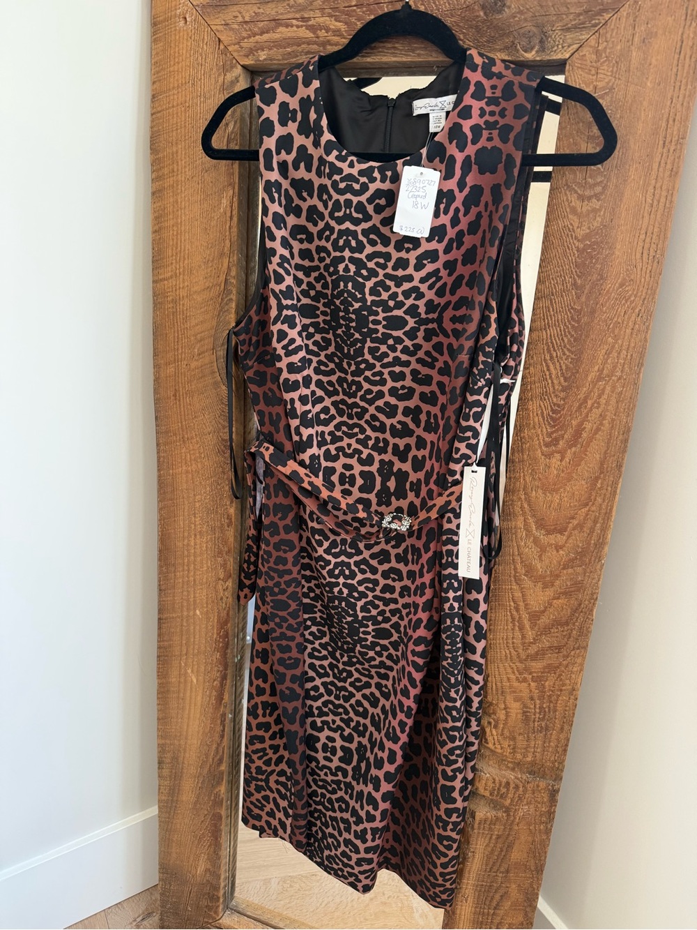 Sleeveless Midi Dress in Brown Leopard Print